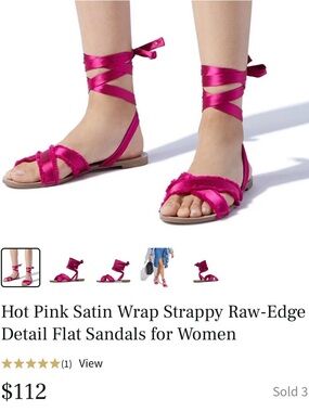 Shoe Dazzle Hot Pink Satin Ankle-Tie Sandals